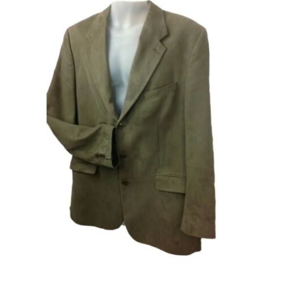 CHAPS RALPH LAUREN Blazer Jacket Microfiber Faux Brown Suede Mens Sz 42 - Picture 6 of 12
